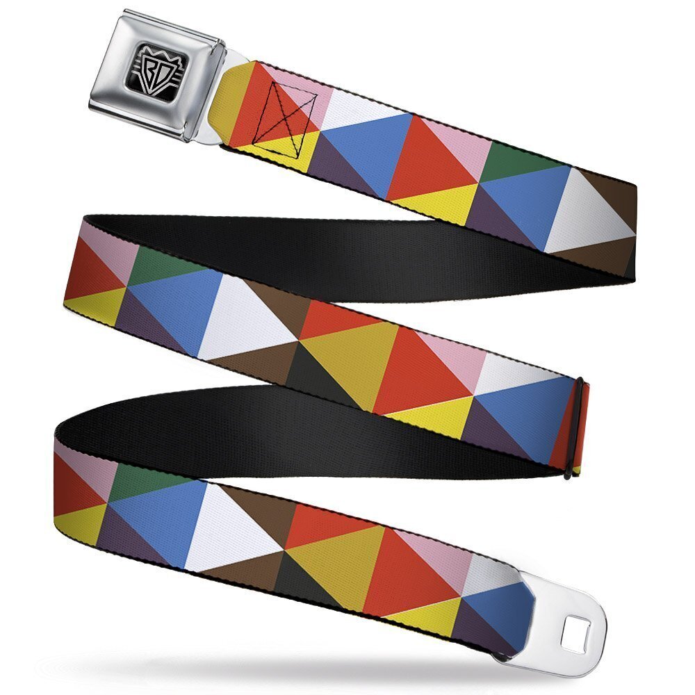 1406 Seatbelt Belt Geometric Triangle Blocks Multi Color 1.5" Wide